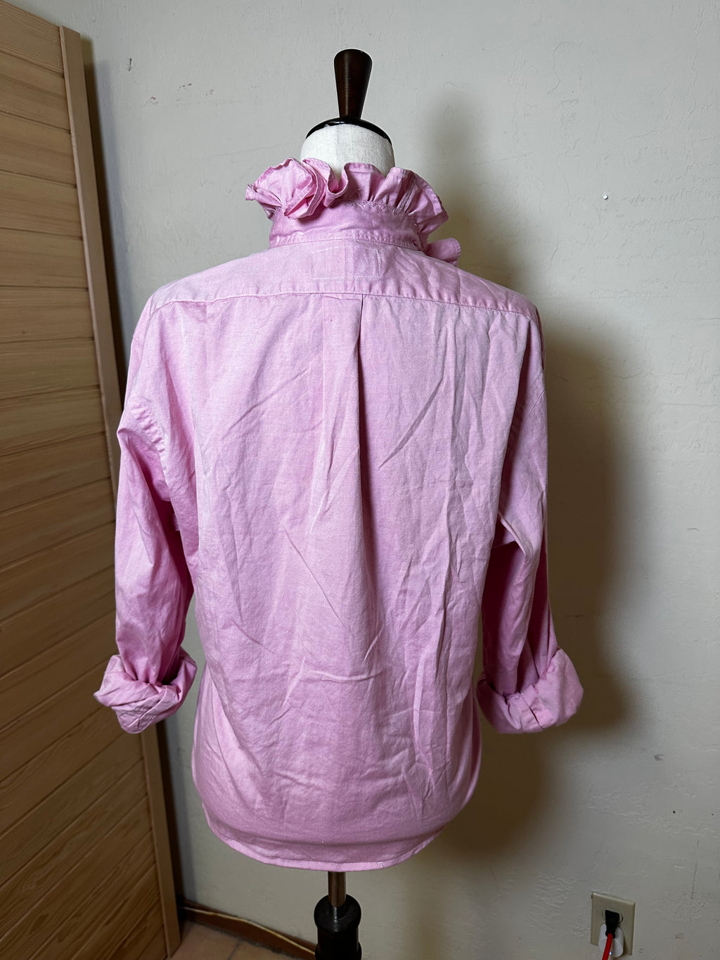 Pink Ruffle Collar Ralph Lauren Shirt | Upcycled Preppy Button Down | Women’s Pink Oxford Top